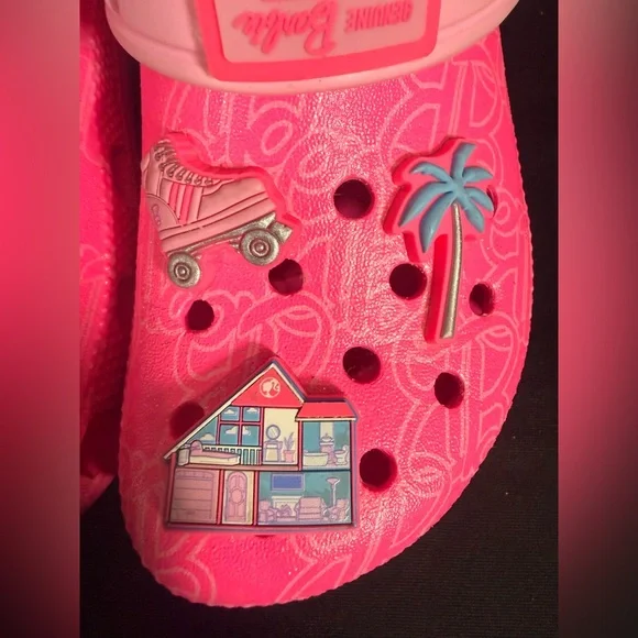CROCS Pink Barbie Clogs with Charms Size 13 - Picture 2 of 4